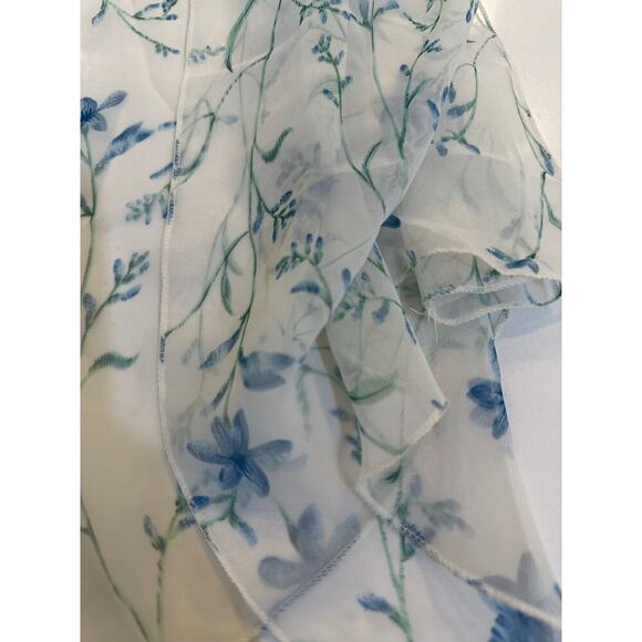 Hillard & Hanson White Blue Floral Print Scarf - Picture 2 of 4